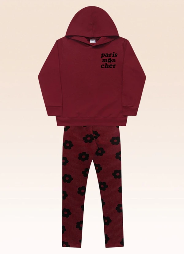 Fakini Kids - Conjunto Blusão com Capuz e Legging Vermelho 3