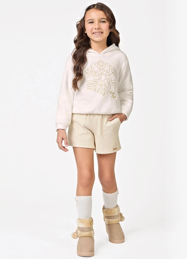 Trick Nick - Conjunto Blusão com Capuz e Shorts Bege 3