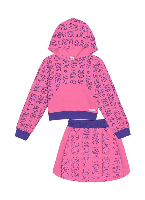 Abrange - Conjunto Blusão com Capuz e Shorts-Saia Rosa