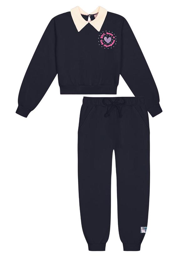Abrange - Conjunto Blusão com Gola e Calça Jogger Preto