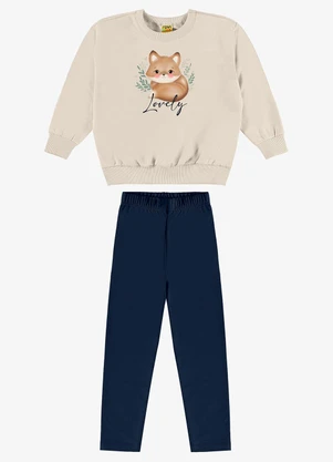 Rovi Kids - Conjunto Blusão com Legging Feminino Bege - ROVI KIDS