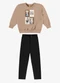 Rovi Kids - Conjunto Blusão com Legging Feminino Preto - variação: Marrom
