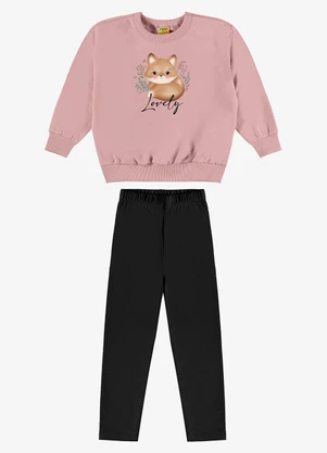 Rovi Kids - Conjunto Blusão com Legging Feminino Rosa - ROVI KIDS