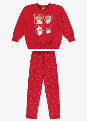 Rovi Kids - Conjunto Blusão com Legging Feminino Vermelho - ROVI KIDS