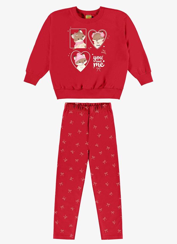 Rovi Kids - Conjunto Blusão com Legging Feminino Vermelho