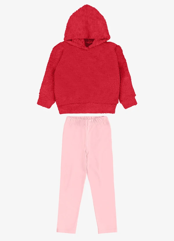 Rovi Kids - Conjunto Blusão com Legging Feminino Vermelho