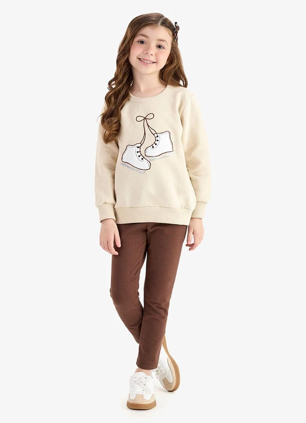 Rovi Kids - Conjunto Blusão com Legging Molecotton Bege