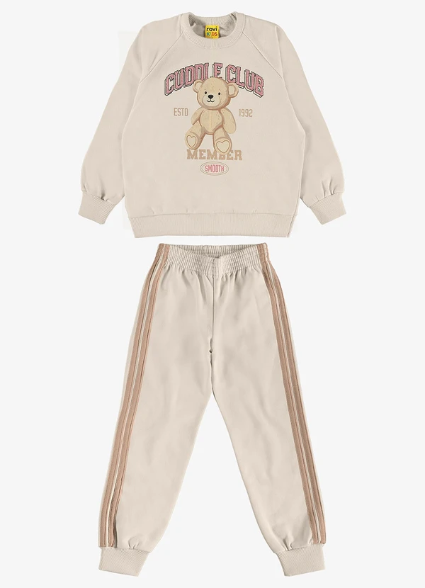 Rovi Kids - Conjunto Blusão com Legging Moletom Bege