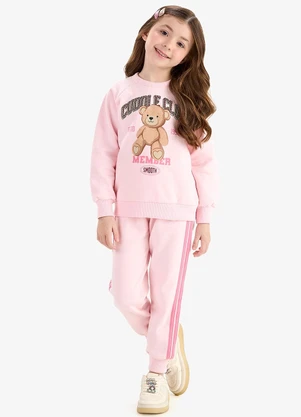 Rovi Kids - Conjunto Blusão com Legging Moletom Rosa - ROVI KIDS