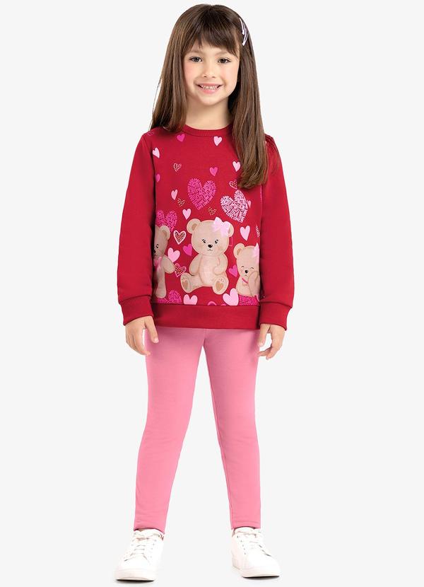 Rovi Kids - Conjunto Blusão com Legging Ursinhos Vermelho