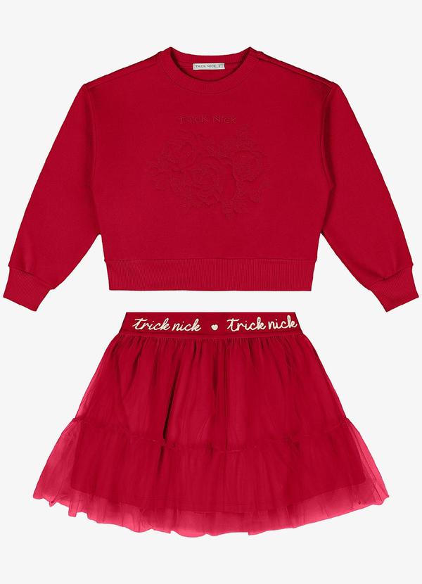 Trick Nick - Conjunto Blusão com Saia Vermelho