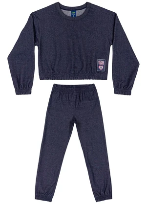 Bee Loop - Conjunto Blusão Cropped e Calça Azul - BEE LOOP