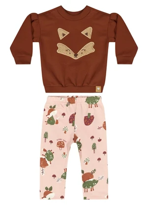 Quimby - Conjunto Blusão e Calça Bebê Marrom - QUIMBY