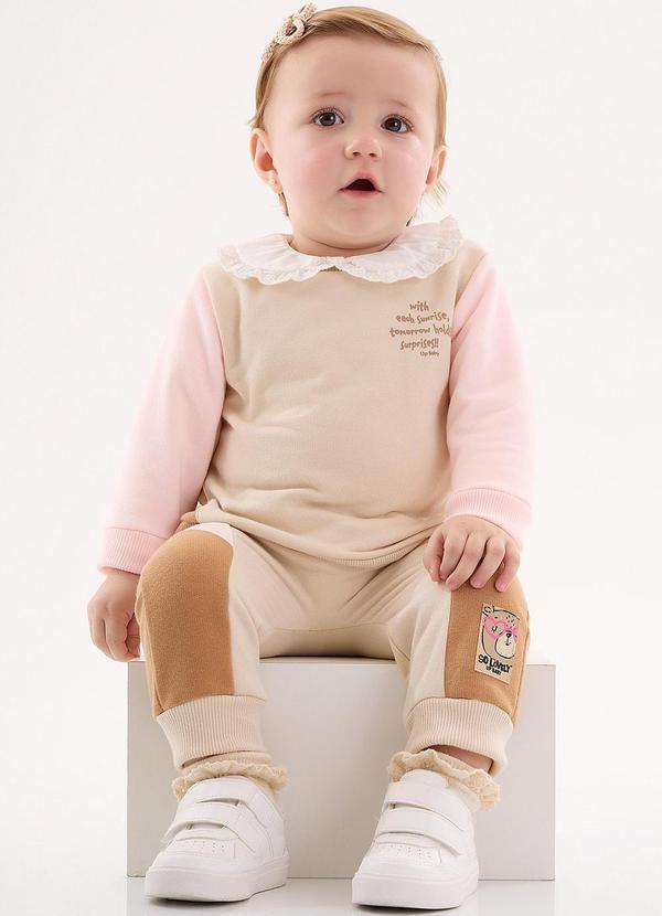 Up Baby - Conjunto Blusão e Calça Bebê Menina Bege