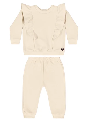 Quimby - Conjunto Blusão e Calça Bebê Menina Bege - QUIMBY