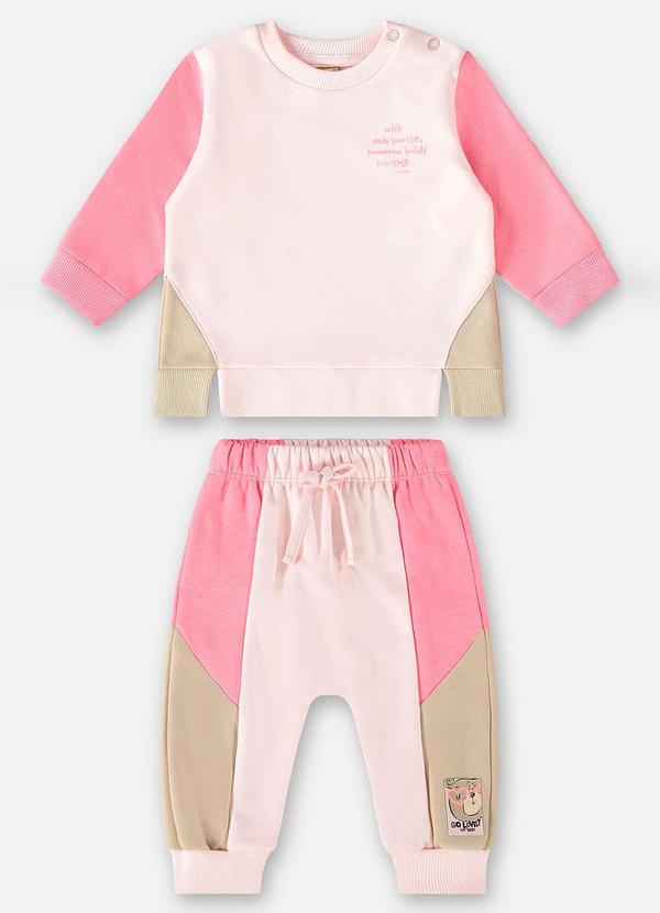 Up Baby - Conjunto Blusão e Calça Bebê Menina Rosa