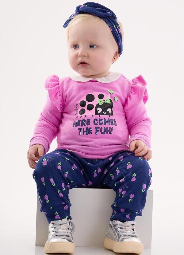 Up Baby - Conjunto Blusão e Calça Bebê Menina Roxo