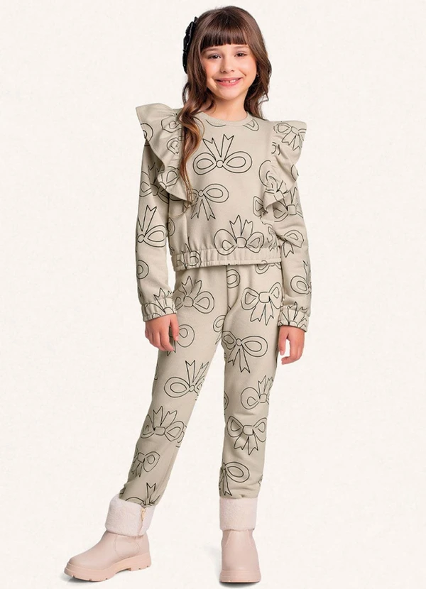 Fakini Kids - Conjunto Blusão e Calça Bege