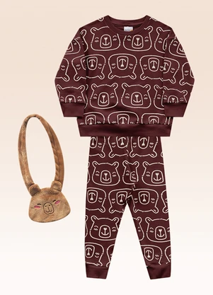 Fakini Kids - Conjunto Blusão e Calça com Bolsa Bordo - FAKINI KIDS