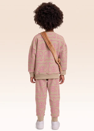 Fakini Kids - Conjunto Blusão e Calça com Bolsa Marrom - FAKINI KIDS
