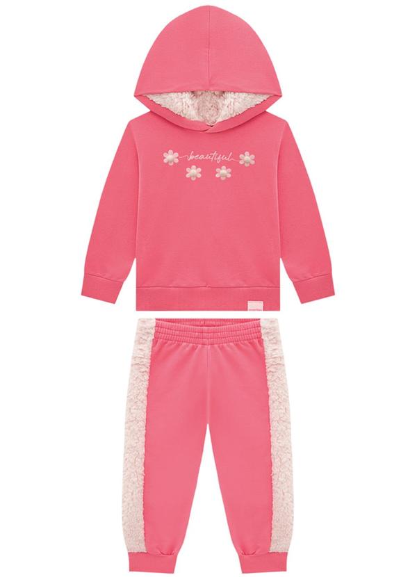 Marlan - Conjunto Blusão e Calça com Pelo Sherpa Rosa 2
