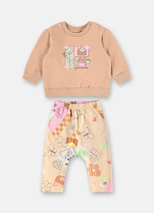 Up Baby - Conjunto Blusão e Calça Cotton Marrom - UP BABY
