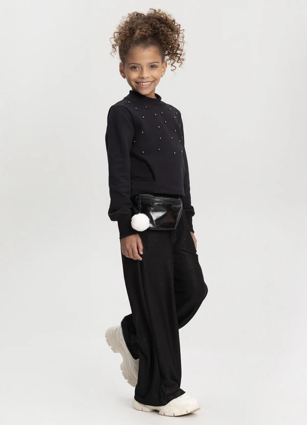 Alakazoo - Conjunto Blusão e Calça em Malha Lurex Preto 1