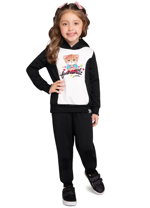 Marlan - Conjunto Blusão e Calça em Malha Sport Preto