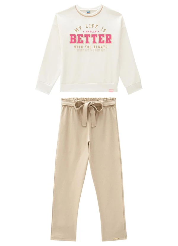 Marlan - Conjunto Blusão e Calça em Molecotton Jeans Bege 2