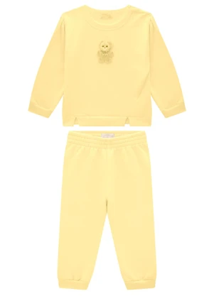 Milli e Nina - Conjunto Blusão e Calça em Molecotton Amarelo - MILLI E NINA