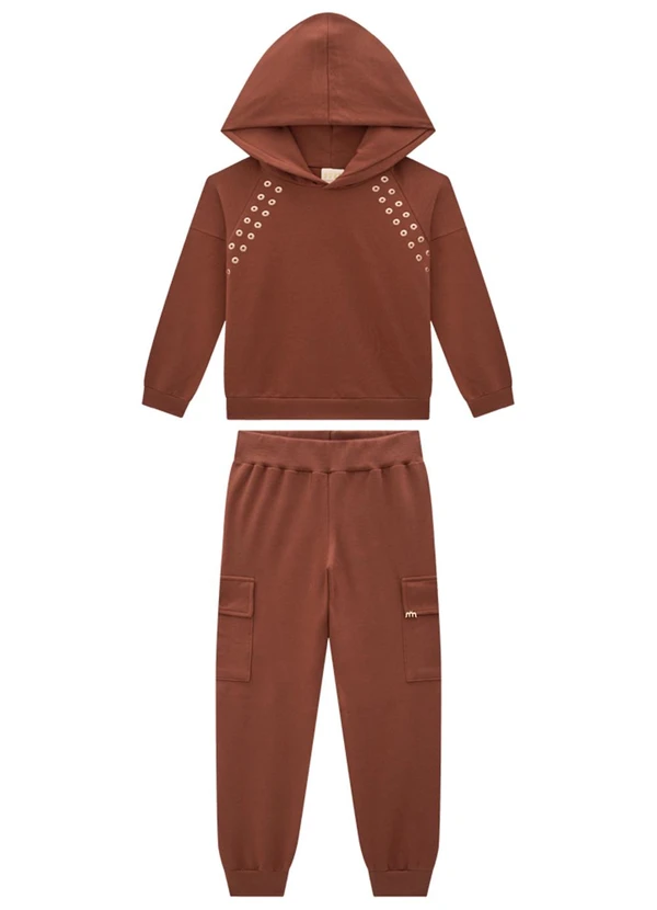 Milli e Nina - Conjunto Blusão e Calça em Molecotton Marrom 2