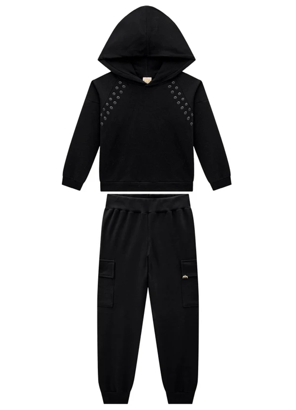 Milli e Nina - Conjunto Blusão e Calça em Molecotton Preto
