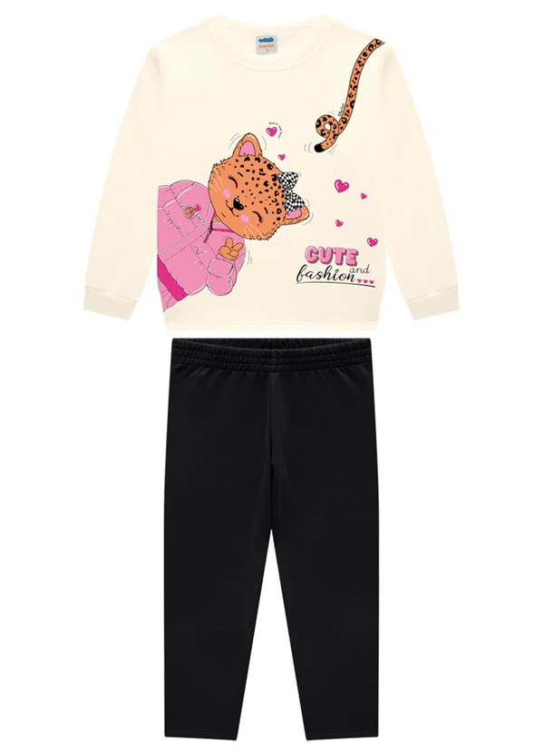 Marlan - Conjunto Blusão e Calça em Molecotton Bege