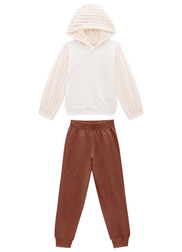 Milli e Nina - Conjunto Blusão e Calça em Molecotton Bege 1