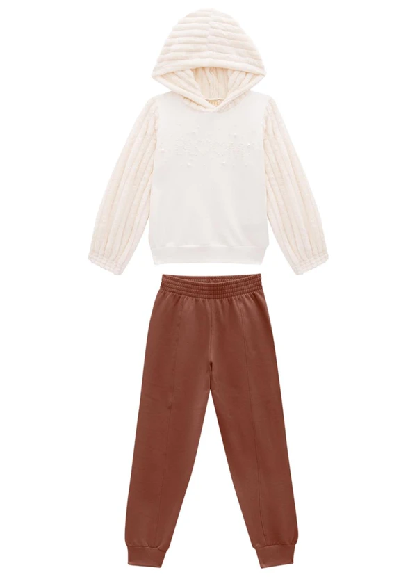 Milli e Nina - Conjunto Blusão e Calça em Molecotton Bege