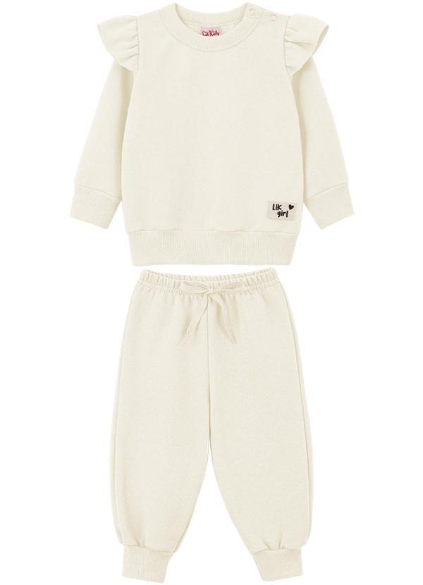 Lik Kids - Conjunto Blusão e Calça em Moletom 2 Cabos Nude