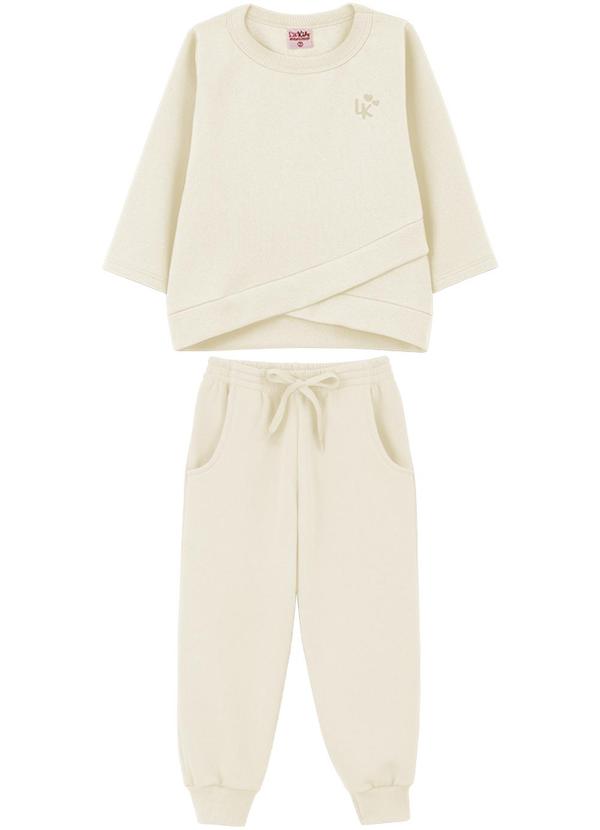 Lik Kids - Conjunto Blusão e Calça em Moletom 2 Cabos Nude