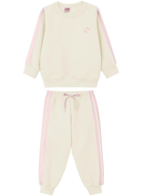 Lik Kids - Conjunto Blusão e Calça em Moletom 2 Cabos Nude