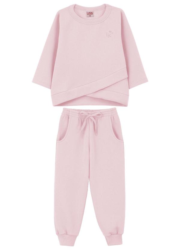 Lik Kids - Conjunto Blusão e Calça em Moletom 2 Cabos Rosa
