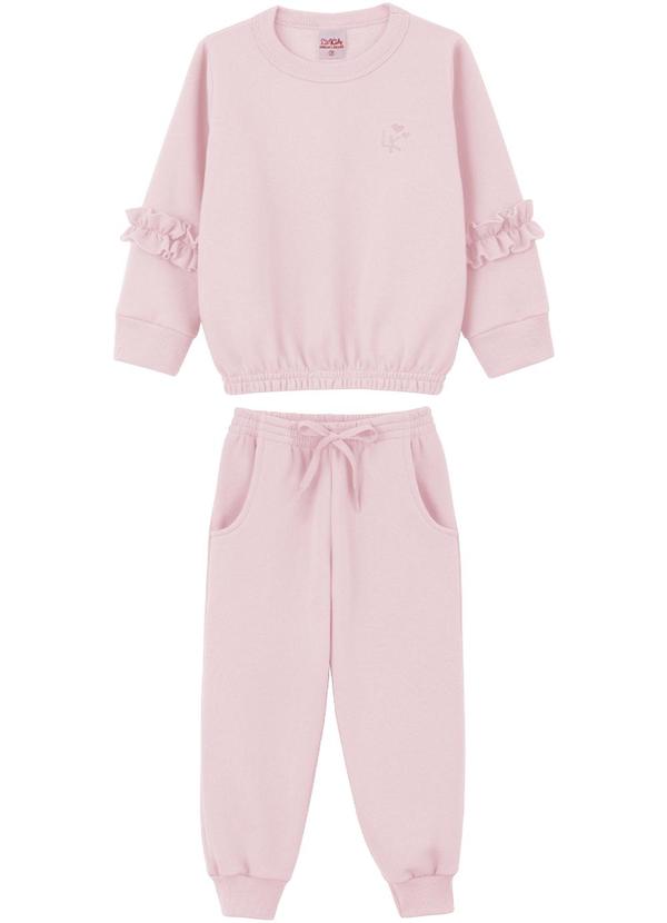 Lik Kids - Conjunto Blusão e Calça em Moletom 2 Cabos Rosa 1