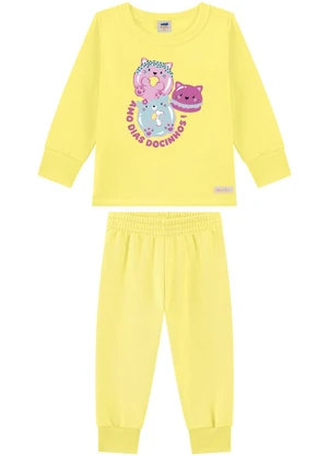 Marlan - Conjunto Blusão e Calça em Moletom Amarelo - MARLAN