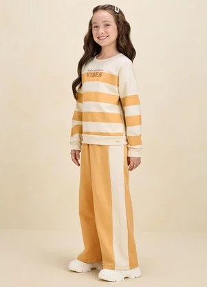 Milli e Nina - Conjunto Blusão e Calça em Moletom Amarelo - MILLI E NINA