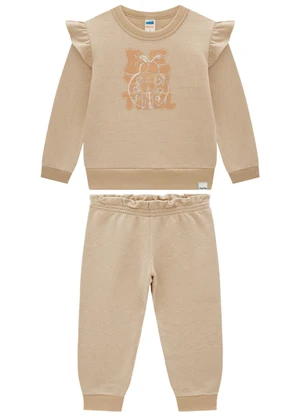 Marlan - Conjunto Blusão e Calça em Moletom Bege - MARLAN