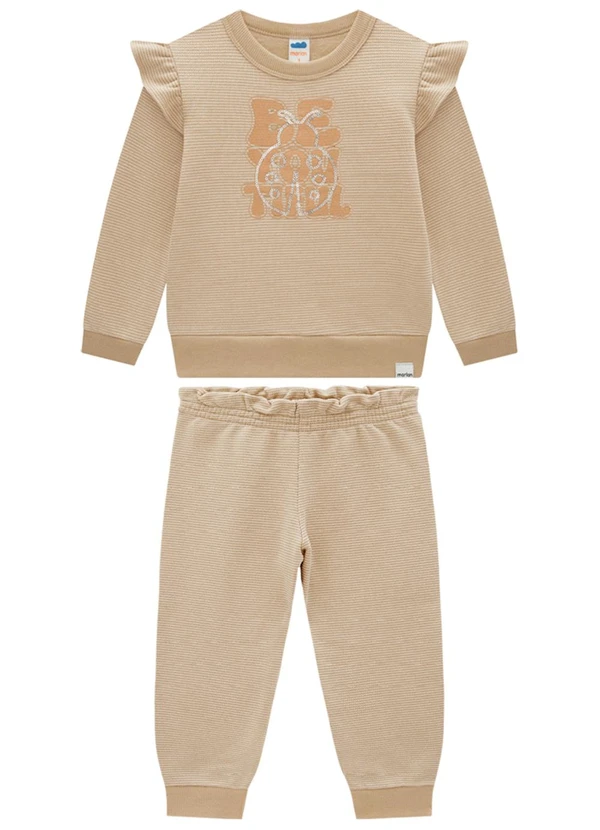 Marlan - Conjunto Blusão e Calça em Moletom Bege