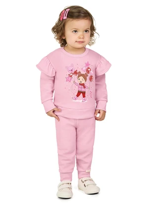 Marlan - Conjunto Blusão e Calça em Moletom Felpado Rosa - MARLAN
