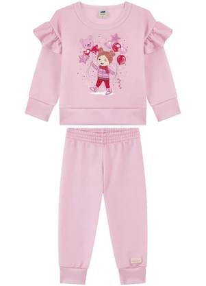 Marlan - Conjunto Blusão e Calça em Moletom Felpado Rosa - MARLAN