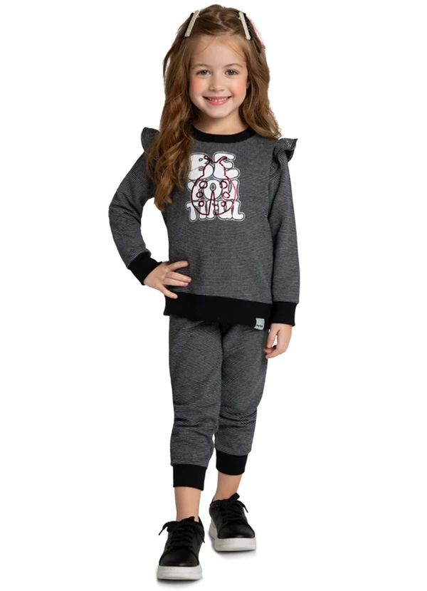 Marlan - Conjunto Blusão e Calça em Moletom Preto