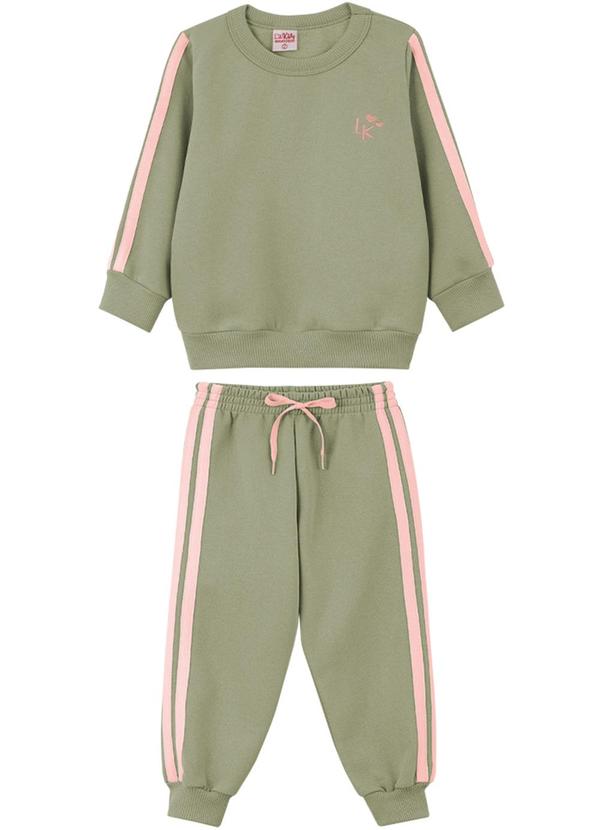 Lik Kids - Conjunto Blusão e Calça em Moletom Verde
