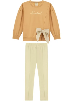 Milli e Nina - Conjunto Blusão e Calça em Suede Amarelo - MILLI E NINA