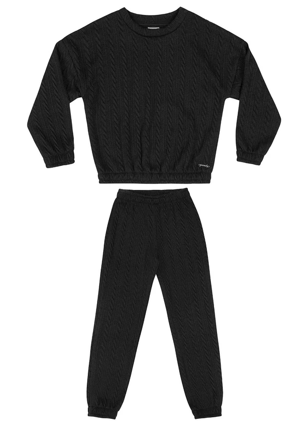 Quimby - Conjunto Blusão e Calça Infantil Preto 2